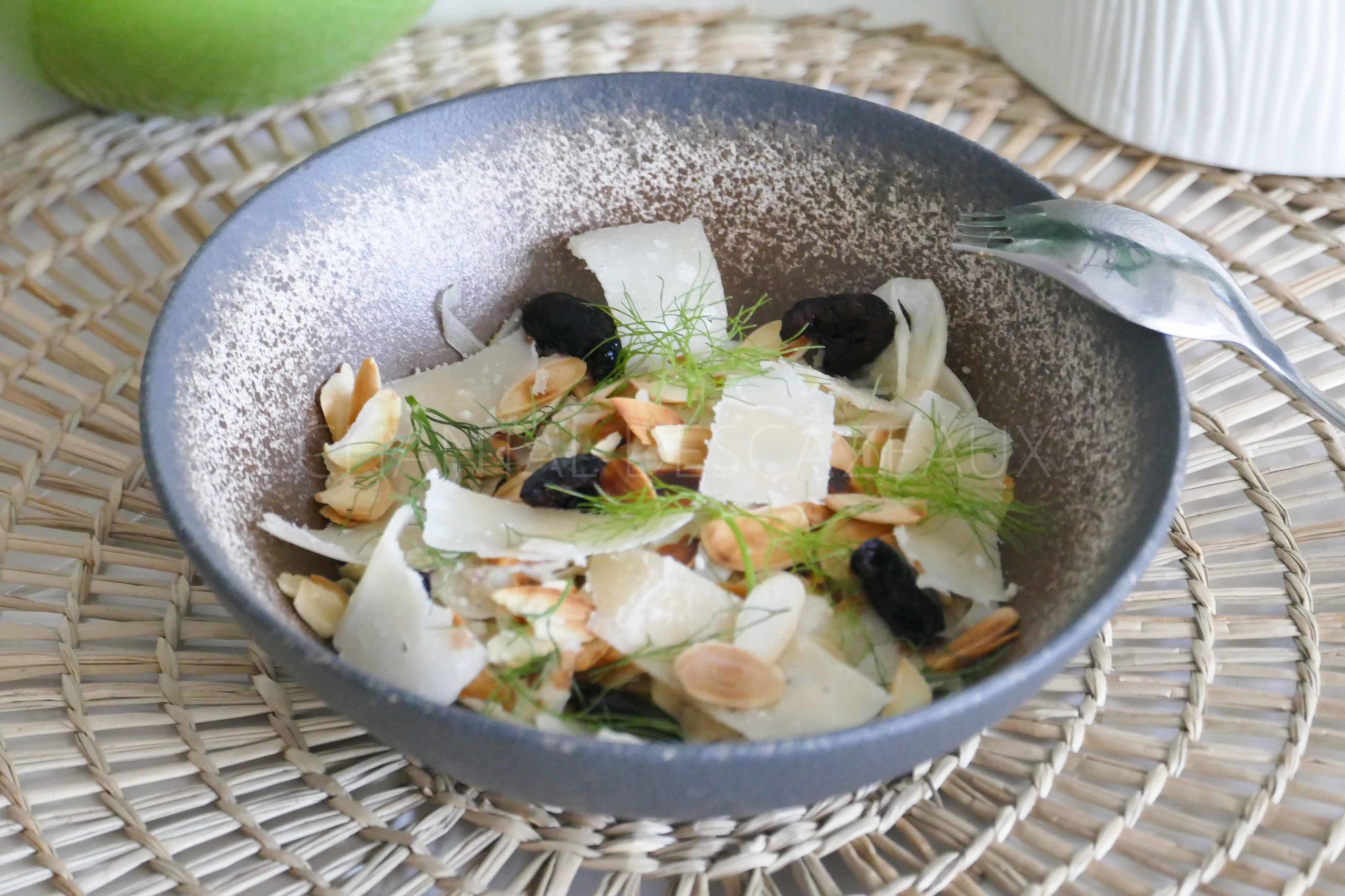 Salade de fenouil, anchois, citron et parmesan